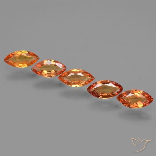 Fire Orange Sapphire Gem - 0.4ct Marquise Facet (ID: 429925)