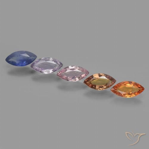 2.01 ctw Multicolor Sapphire Gemstones, Sapphire Gems in Marquise Facet Shape for Sale.
