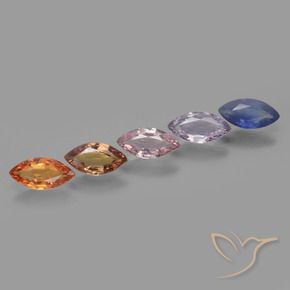 2.01 ctw Multicolor Sapphire Stones, Natural Sapphire in Marquise Facet Shape for Sale