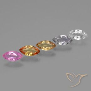 2.08 ctw Multicolor Sapphire Stones, Natural Sapphire in Marquise Facet Shape for Sale