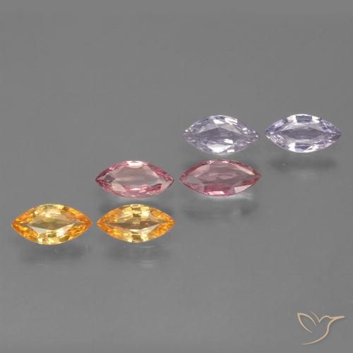 1.95 ctw Multicolor Sapphire Gemstones, Sapphire Gems in Marquise Facet Shape for Sale.
