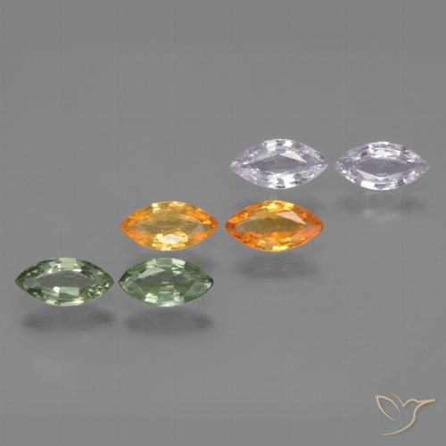 2.35 ctw Multicolor Sapphire Gemstones, Sapphire Gems in Marquise Facet Shape for Sale.