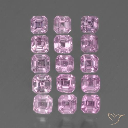 Lot of 15pc Octagon Facet Purple Sapphire from Tanzania - Size 2.6 x 2.5mm, Weight 1.81ct total / avg. 0.12ct each, Color: Bright Pinkish Purple, Mohs Hardness 9 suitable for daily wear jewelry, Thursday Gemstone, Photo A