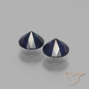 Sapphire Gemstones in 5 mm (calibrated) Size for Sale, Sapphire Stones in Night Blue Color