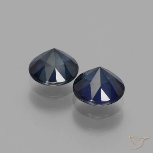 Sapphire Gemstones in 5.5 mm (calibrated) Size for Sale, Sapphire Stones in Midnight Blue Color