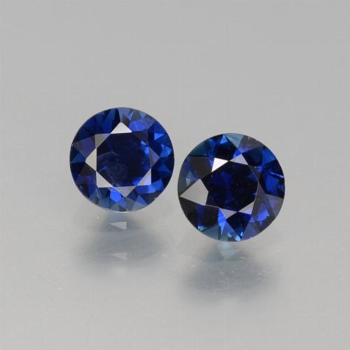 5mm Matching Round Sapphire Pair - Weight 1.12ct total / avg. 0.56ct each, Dark Blue Color in VS Clarity, Natural Gemstone, Mohs Hardness 9 suitable for daily wear jewelry, September Birthstone, Photo A