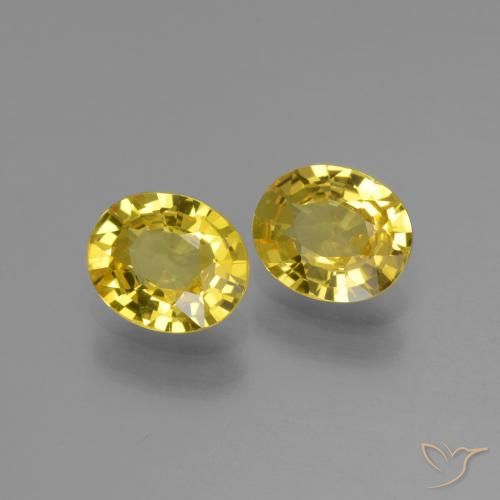 1.31 ctw Yellow Sapphire Stones, Natural Sapphire in Oval Facet Shape for Sale