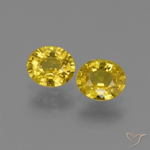 1.48 ct Loose Yellow Sapphire, 6 x 5.1 mm Oval Cut From Tanzania, Photo A