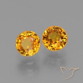 1.38 ctw Golden Sapphire Stones, Natural Sapphire in Round Facet Shape for Sale