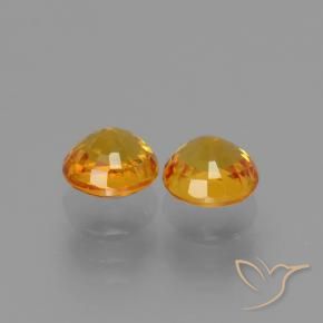 Sapphire Gemstones in 5 mm (calibrated) Size for Sale, Sapphire Stones in Dark Orange-Gold Color