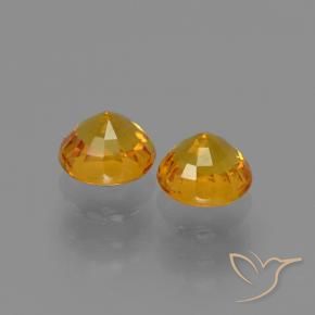 Sapphire Gemstones in 5 mm (calibrated) Size for Sale, Sapphire Stones in Orange-Gold Color