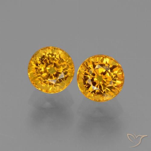 1.55 ct Loose Yellow Sapphire, 5 mm Round Cut From Tanzania, Photo A