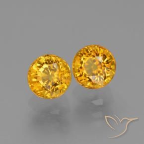 1.55 ctw Golden Sapphire Stones, Natural Sapphire in Round Facet Shape for Sale