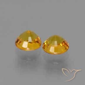 Sapphire Gemstones in 5 mm (calibrated) Size for Sale, Sapphire Stones in Medium Orange-Gold Color