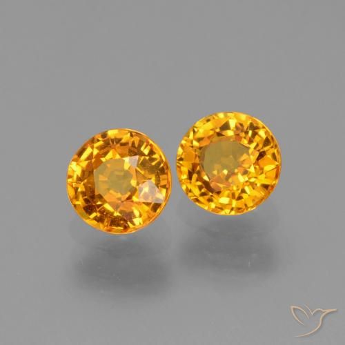 1.27 ctw Golden Sapphire Stones, Natural Sapphire in Round Facet Shape for Sale