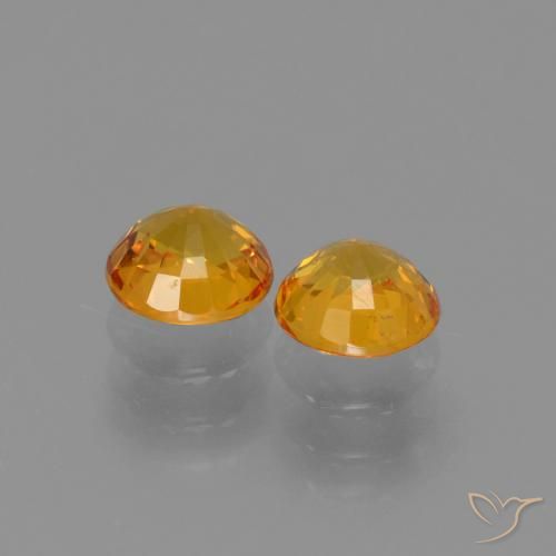 Sapphire Gemstones in 5 mm (calibrated) Size for Sale, Sapphire Stones in Orange-Gold Color