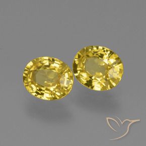 1.41 ctw Yellow Sapphire Stones, Natural Sapphire in Oval Facet Shape for Sale