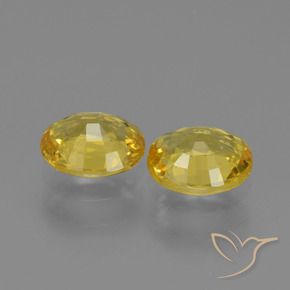 Sapphire Gemstones in 5.9 x 5 mm Size for Sale, Sapphire Stones in Medium Yellow Color
