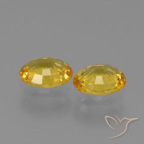 Sapphire Gemstones in 6 x 4.9 mm Size for Sale, Sapphire Stones in Deep Yellow Color