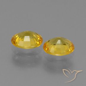 Sapphire Gemstones in 5.8 x 5 mm Size for Sale, Sapphire Stones in Deep Yellow Color