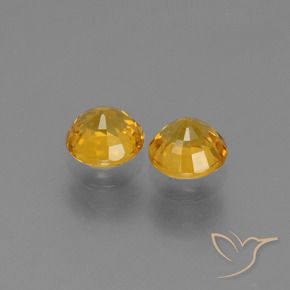 Sapphire Gemstones in 5 mm (calibrated) Size for Sale, Sapphire Stones in Deep Orange-Gold Color