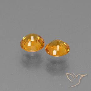 Sapphire Gemstones in 5 mm (calibrated) Size for Sale, Sapphire Stones in Deep Orange-Gold Color