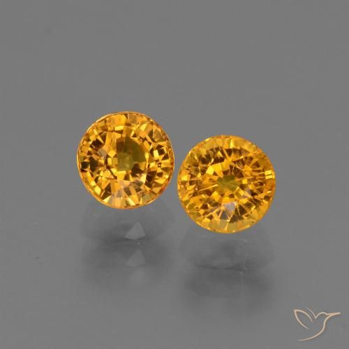 Dark Orange-Gold Sapphire Gem - 0.9ct Round Facet (ID: 443782)
