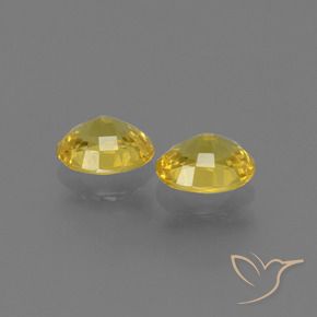 Sapphire Gemstones in 5.8 x 4.9 mm Size for Sale, Sapphire Stones in Medium Yellow Color