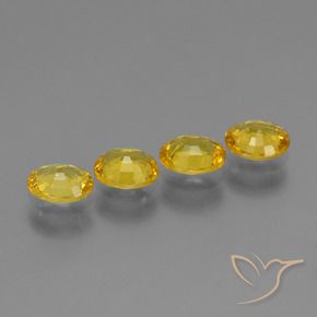 Sapphire Gemstones in 5.8 x 4.8 mm Size for Sale, Sapphire Stones in Medium Yellow Color