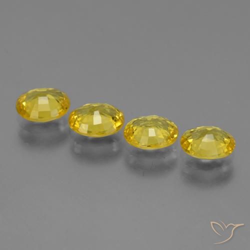 Sapphire Gemstones in 6.1 x 5.1 mm Size for Sale, Sapphire Stones in Medium Yellow Color