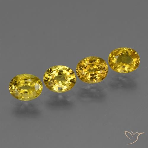 3.20 ctw Yellow Sapphire Gemstones, Sapphire Gems in Oval Facet Shape for Sale.