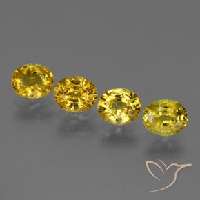 3.20 ctw Yellow Sapphire Stones, Natural Sapphire in Oval Facet Shape for Sale