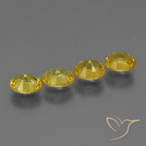 Sapphire Gemstones in 6 x 5 mm Size for Sale, Sapphire Stones in Medium Yellow Color
