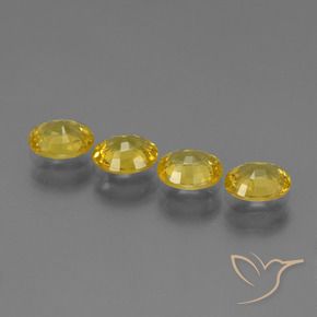 Sapphire Gemstones in 5.9 x 4.9 mm Size for Sale, Sapphire Stones in Yellowish Gold Color