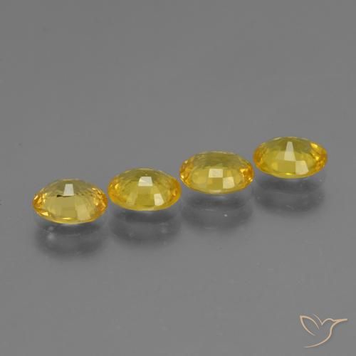 Sapphire Gemstones in 6 x 4.7 mm Size for Sale, Sapphire Stones in Yellowish Gold Color