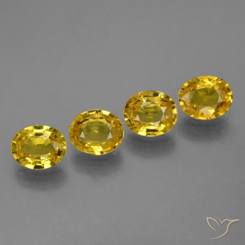 2.92 ctw Yellow Sapphire Gemstones, Sapphire Gems in Oval Facet Shape for Sale.