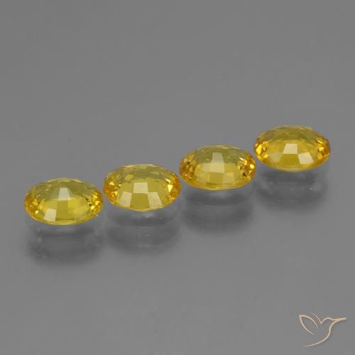 Sapphire Gemstones in 6.1 x 4.8 mm Size for Sale, Sapphire Stones in Medium Yellow Color
