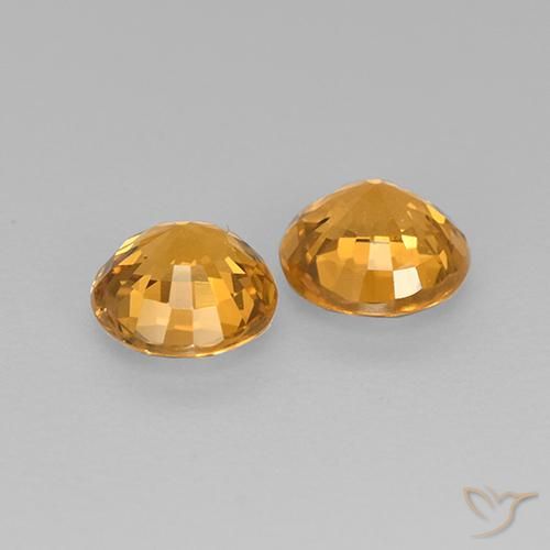 Sapphire Gemstones in 5 mm (calibrated) Size for Sale, Sapphire Stones in Dark Orange-Gold Color