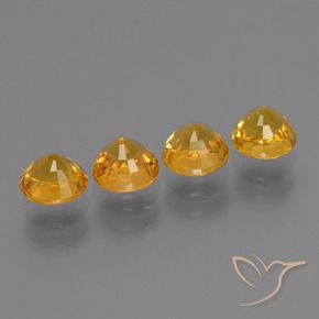 Sapphire Gemstones in 5 mm (calibrated) Size for Sale, Sapphire Stones in Deep Orange-Gold Color