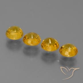 Sapphire Gemstones in 5 mm (calibrated) Size for Sale, Sapphire Stones in Deep Golden Orange Color