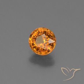0.67 ct Orange Sapphire Stone, Natural Sapphire in Round Facet Shape for Sale