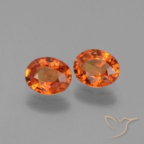 1.38 ctw Orange Sapphire Stones, Natural Sapphire in Oval Facet Shape for Sale