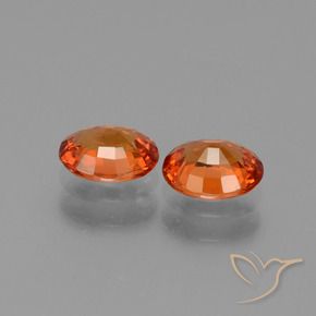 Sapphire Gemstones in 6 x 4.9 mm Size for Sale, Sapphire Stones in Amber Orange Color