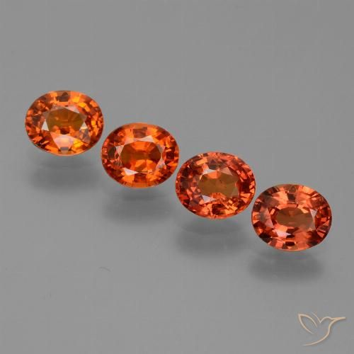 3.56 ctw Orange Sapphire Gemstones, Sapphire Gems in Oval Facet Shape for Sale.