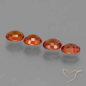 Sapphire Gemstones in 6.1 x 5.1 mm Size for Sale, Sapphire Stones in Deep Orange Color