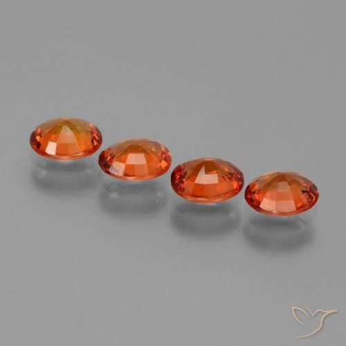 Sapphire Gemstones in 5.9 x 5 mm Size for Sale, Sapphire Stones in Fire Orange Color