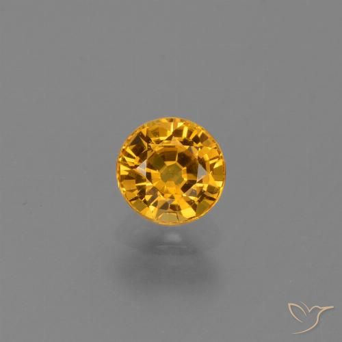0.74ct Natural Deep Golden Orange Sapphire, Round, VVS-VS