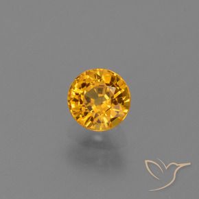 0.74 ct Golden Sapphire Stone, Natural Sapphire in Round Facet Shape for Sale
