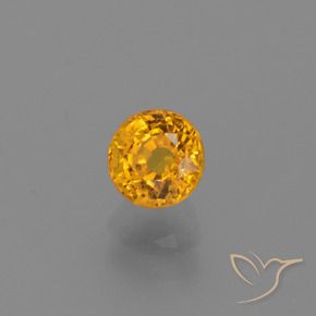 0.84 ct Golden Sapphire Stone, Natural Sapphire in Round Facet Shape for Sale