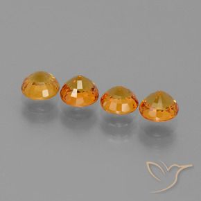 Sapphire Gemstones in 5 mm (calibrated) Size for Sale, Sapphire Stones in Medium Orange Color